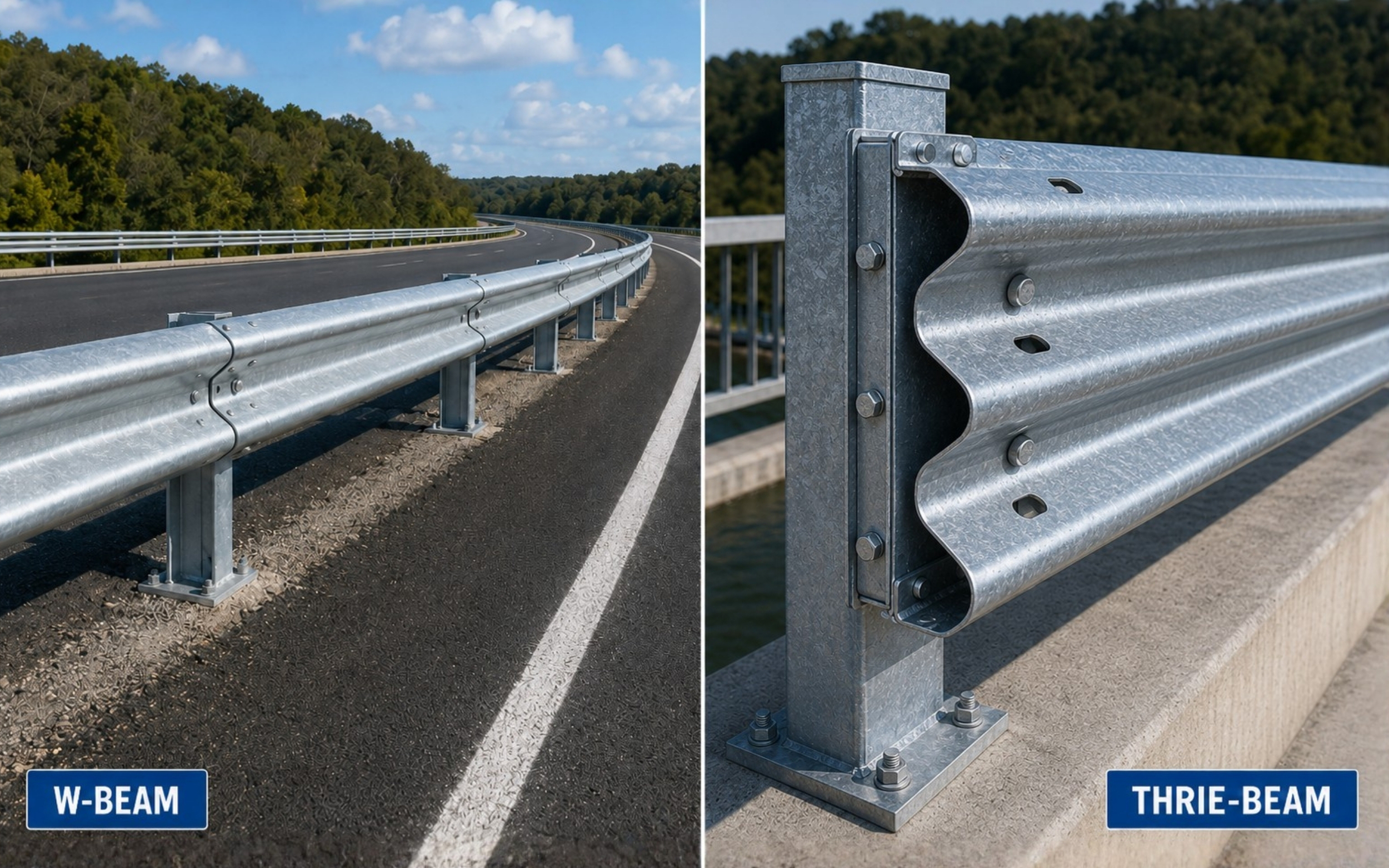 W-Beam and Thrie-Beam Crash Barrier